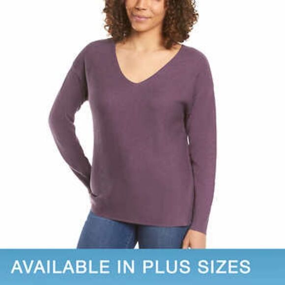 Ella Moss Ladies' Ribbed V-Neck Sweater - Picture 1 of 5